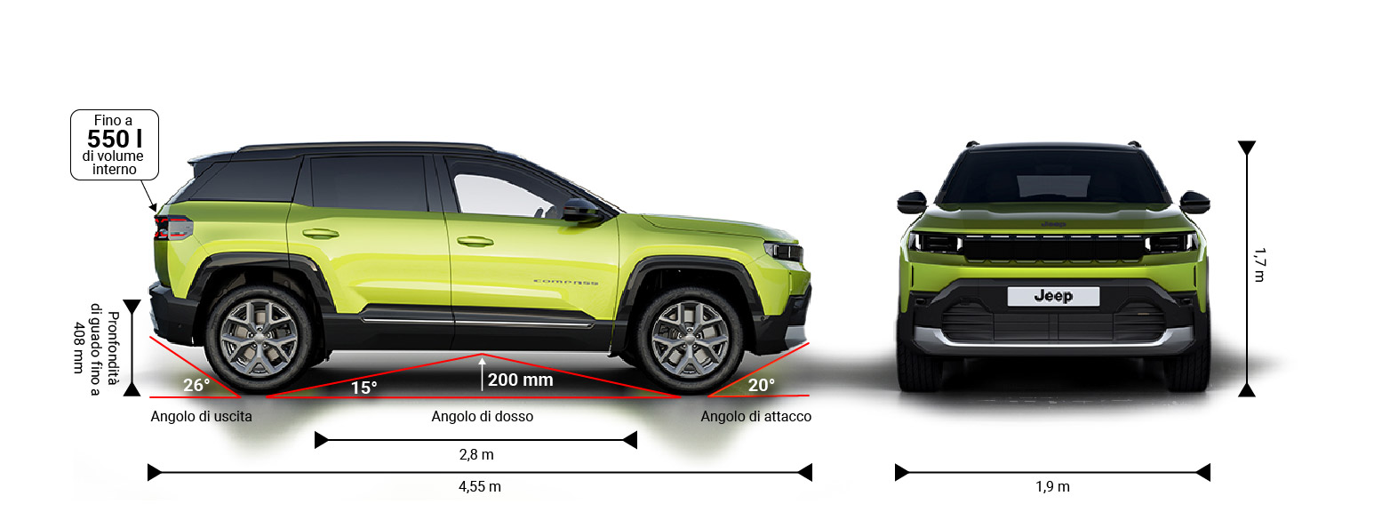 JEEP COMPASS J4U MHEV MY26 DIMENSIONS OPEN